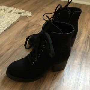 Black lace combat boots